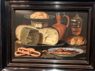 Still Life with Cheeses, Almonds and Pretzels possesses incredible details