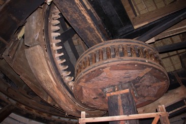 Looking up into the cap of the museum mill