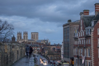 York as seen from the city walls in the encroaching gloom